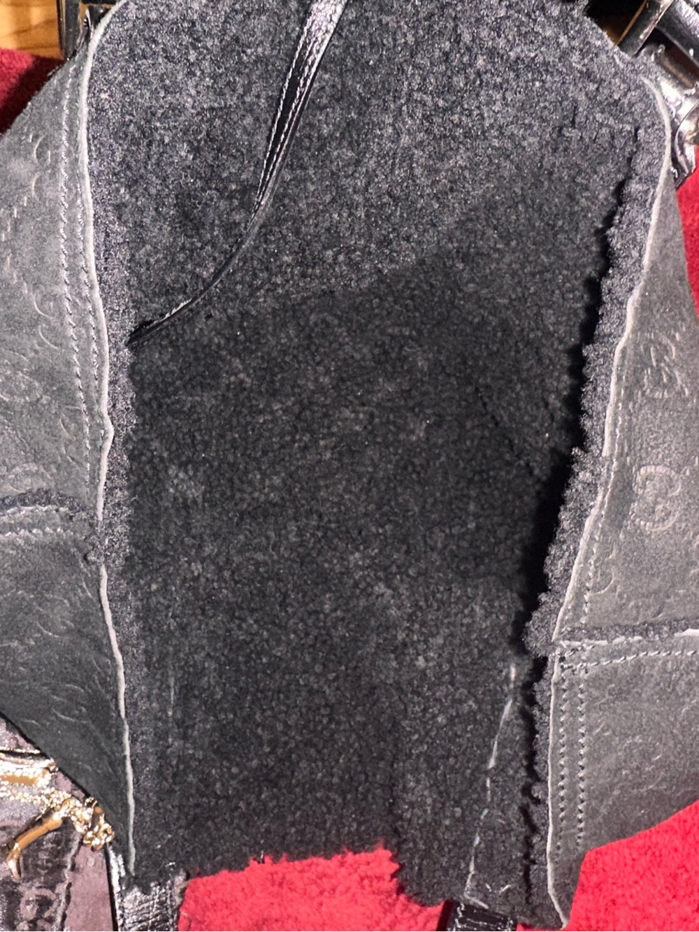 Gucci Black GG Suede Tote with Leather Handles and Charm - Picture 3 of 9